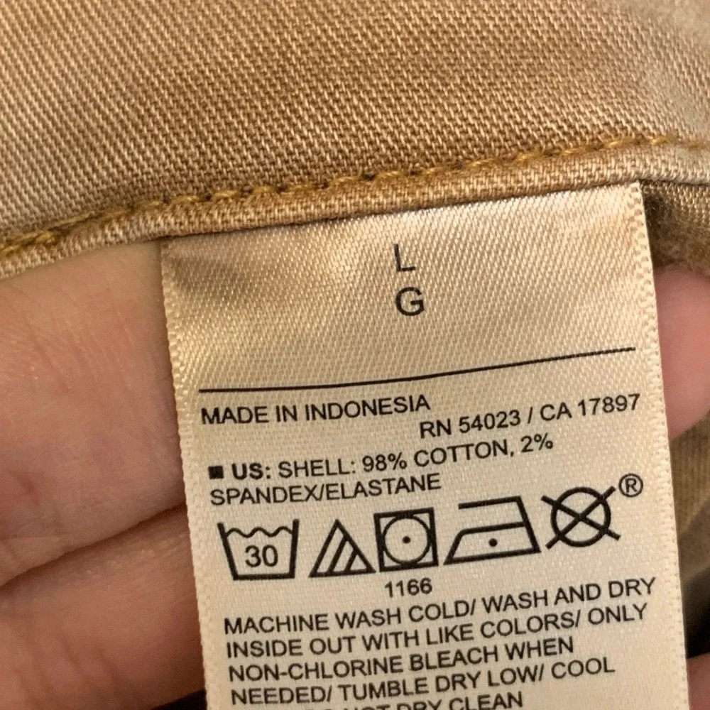 Old Navy Chino Pants Mens Large Tan Cotton Stretch Everyday Wear Straight Leg
